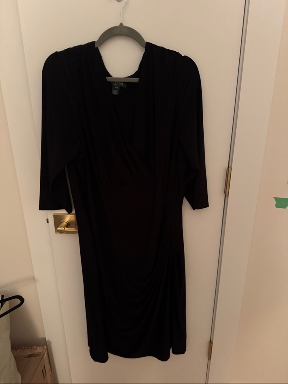 Lauren Ralph Lauren Black Wrap-Front Midi Dress